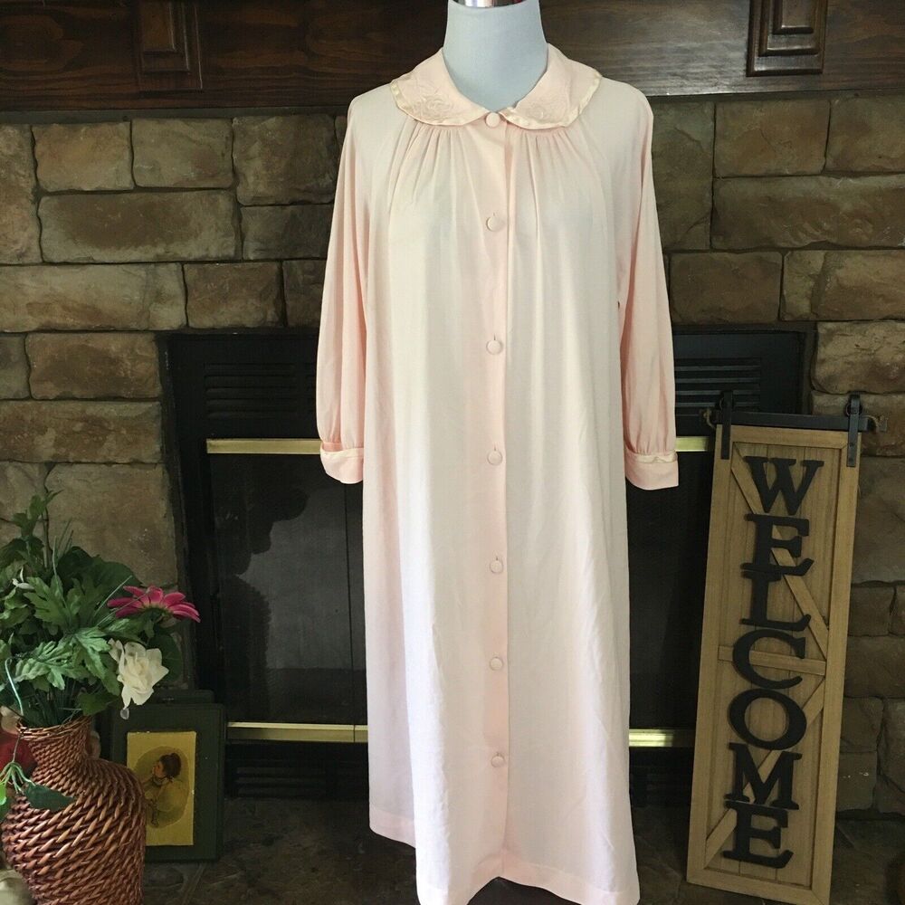 Gossard Artemis Silky Robe With Pockets Pink Made In USA Nylon Small